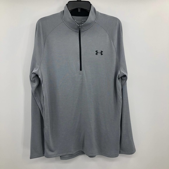 Under Armour Pullover Mens Large Grey Deep Zip Heat gear NWT - Picture 1 of 9